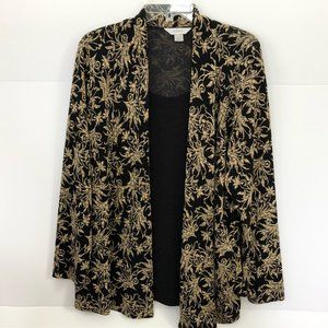 CJ Banks Black & Gold Floral Mock 2-pc (black tank) 1X